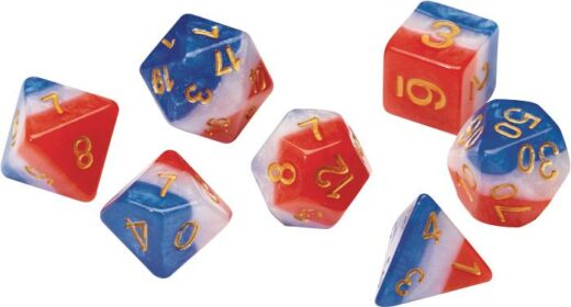 RED WHITE & BLUE SEMI TRANSPARENT SIRIUS DICE SET