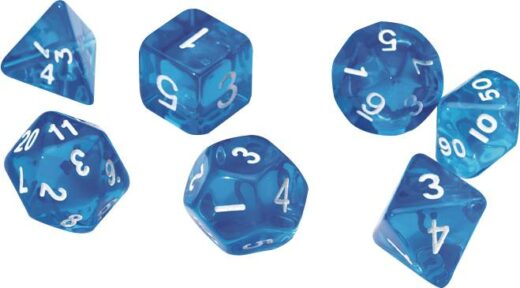 TRANSLUCENT BLUE RESIN SIRIUS DICE SET