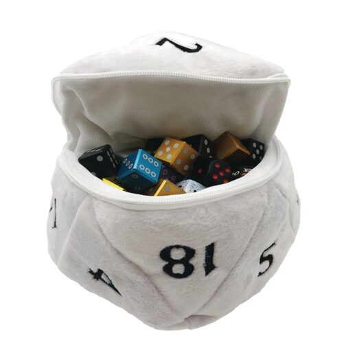 D20 PLUSH DICE BAG WHITE