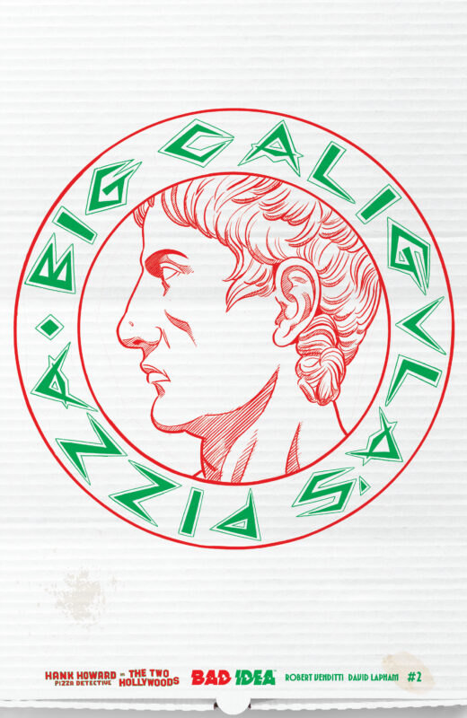 HANK HOWARD PIZZA DETECTIVE THE TWO HOLLYWOODS #2 (OF 2) CVR C DAVID LAPHAM PIZZA BOX DESIGN VAR