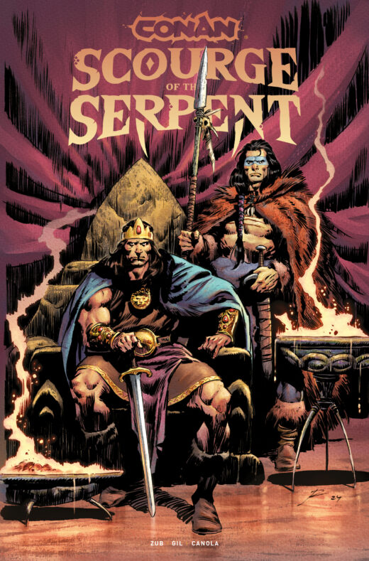 CONAN THE BARBARIAN SCOURGE OF THE SERPENT TP VOL 01 DIRECT MARKET EDITION ROBERTO DE LA TORRE THRONE CVR (MR)