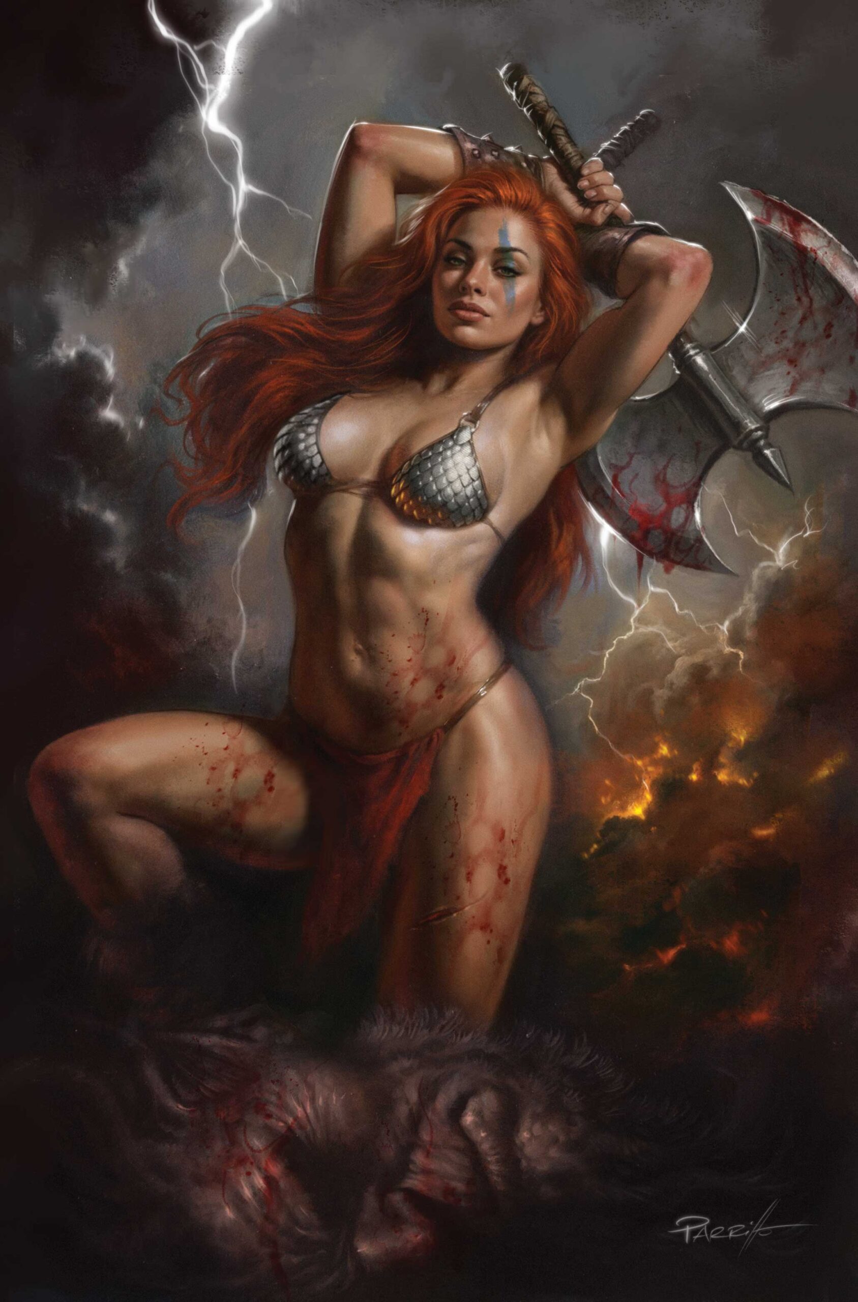 RED SONJA SHE DEVIL WITH A SWORD #4 CVR F LUCIO PARRILLO METAL PREMIUM VAR